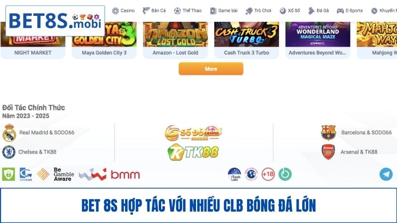 BET8S hợp tác nhiều CLB bóng đá lớn